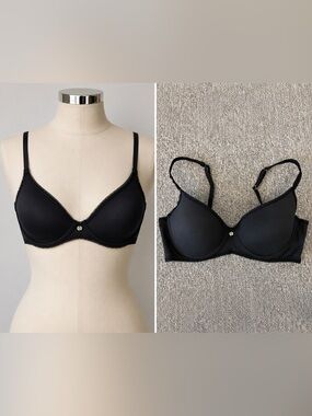 Lucky‎ Brand Black Lace Trim Bra 36C | Clean Minimalist Everyday Basic Comfort